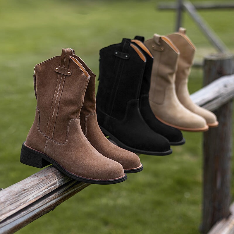Side Zipper Fashionable Block Heel Short Boots