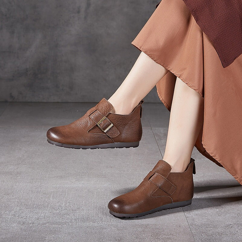 Zero Drop Genuine Leather Soft Flats Barefoot Boots For Women