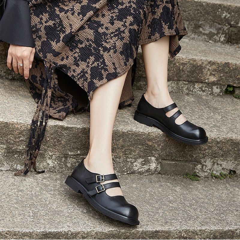 Black Mary Jane Dress Shoes Pointy Toe Low Block Heel Pumps