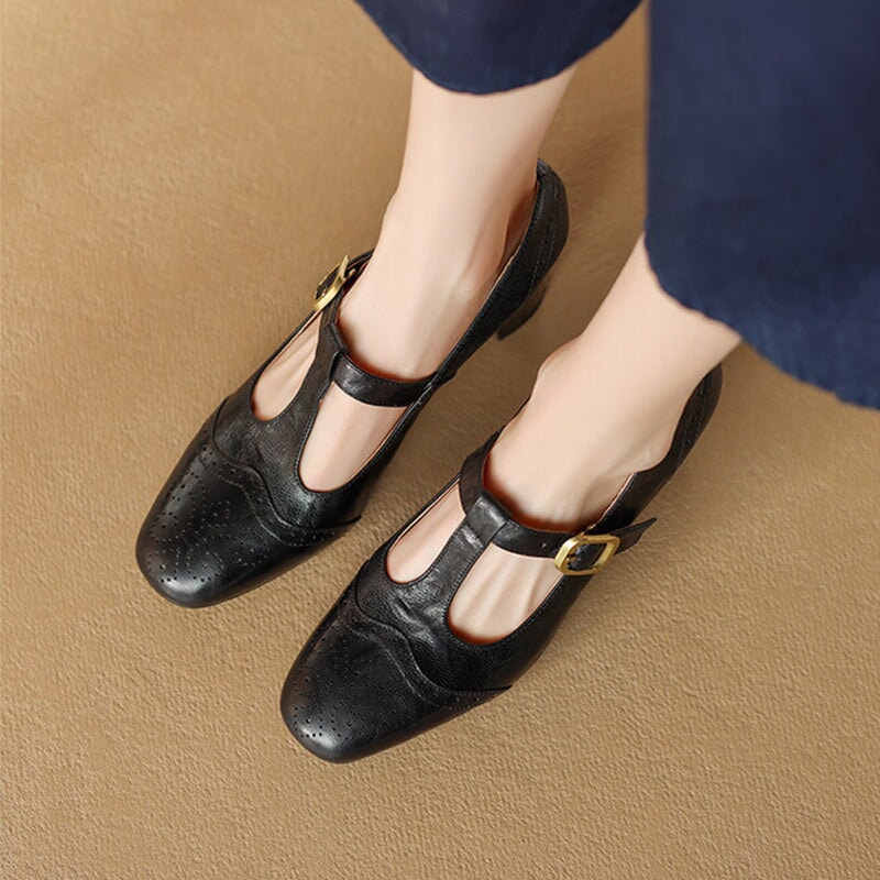 BOW MARY JANE PUMPS WITH T-STRAP IN BRONZE BROWN VELVET