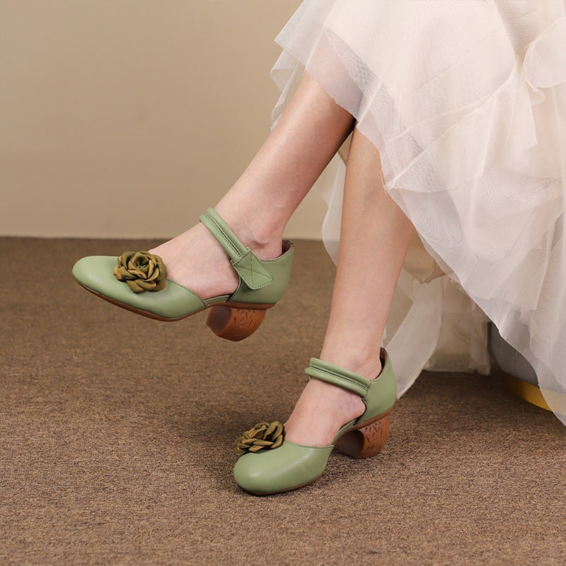 Handmade Women Shoes Retro Comfortable Leather Soft Sole Flower Shoes