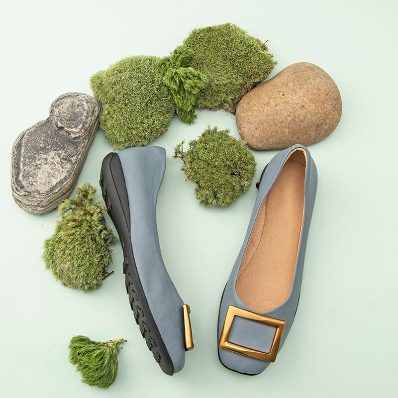 Fashionable Square Toe Buckle Loafers For Women