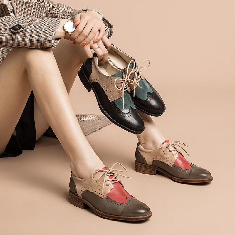 Dress Shoes Oxford Wingtip Shoes Womens Pink And Silver Round Toe