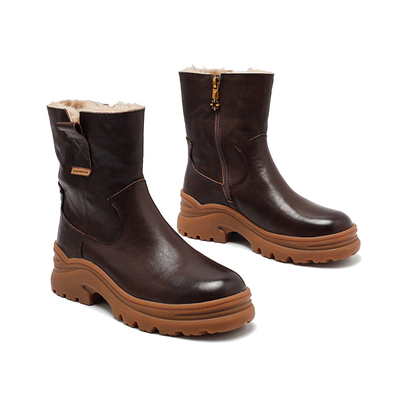 Bottes courtes en cuir faites à la main, bottes d&