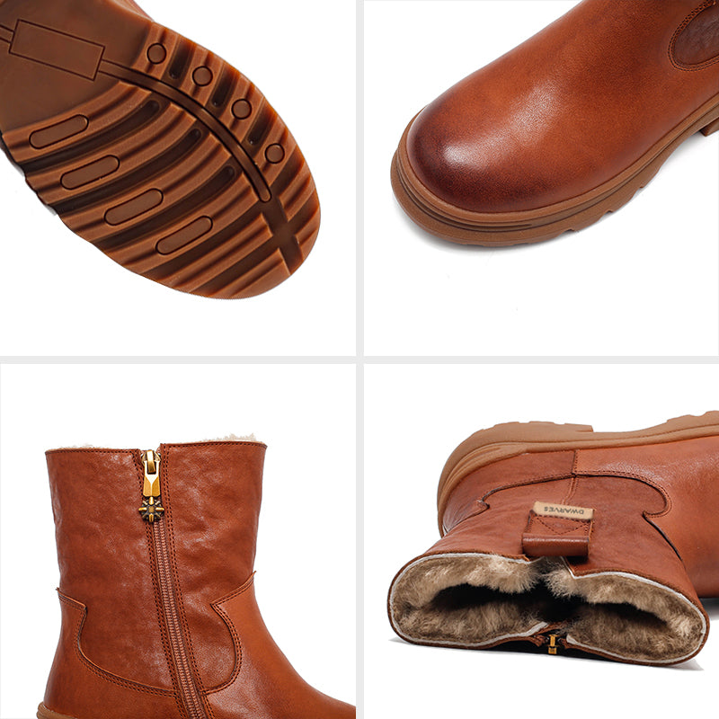 Bottes courtes en cuir faites à la main, bottes d&