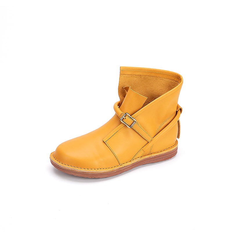 Bottes de Motard en Cuir Véritable Fait Main, Bottes de Combat à Lacets, Bottes Cheville Rétro Chunky en Café/Kaki