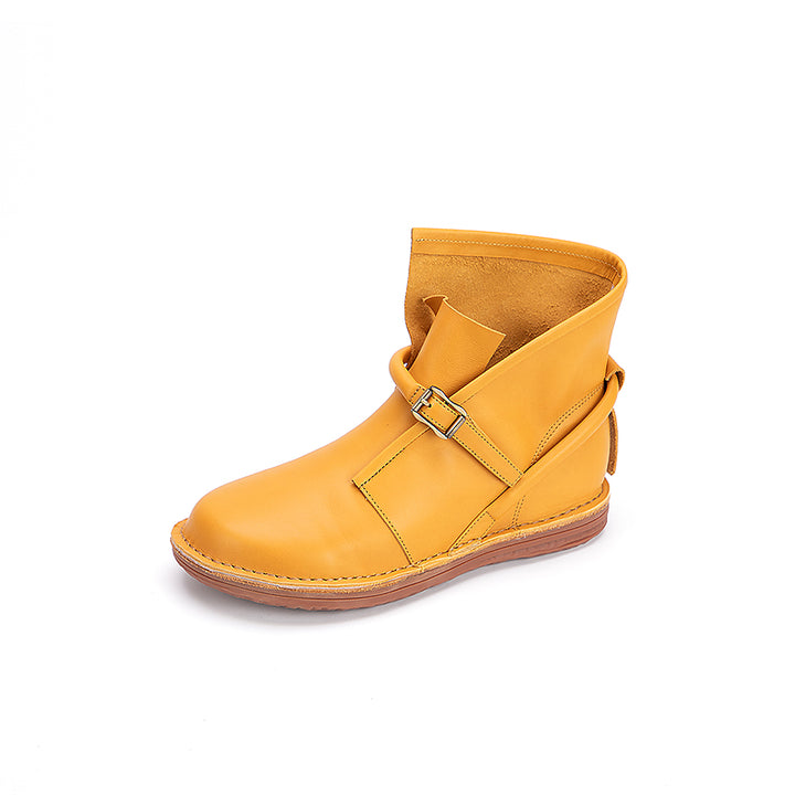 Bottes de Motard en Cuir Véritable Fait Main, Bottes de Combat à Lacets, Bottes Cheville Rétro Chunky en Café/Kaki