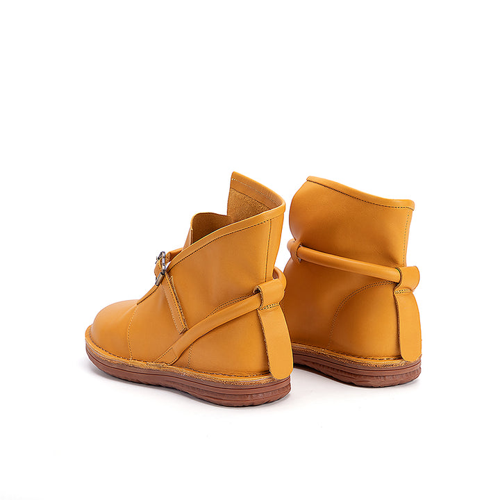 Bottes de Motard en Cuir Véritable Fait Main, Bottes de Combat à Lacets, Bottes Cheville Rétro Chunky en Café/Kaki