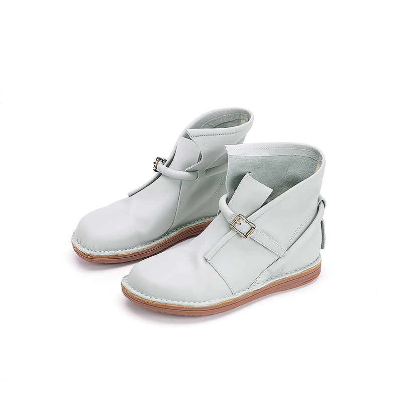 Bottes de Motard en Cuir Véritable Fait Main, Bottes de Combat à Lacets, Bottes Cheville Rétro Chunky en Café/Kaki