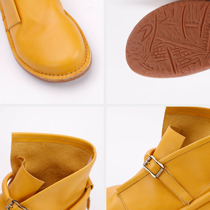 Bottes de Motard en Cuir Véritable Fait Main, Bottes de Combat à Lacets, Bottes Cheville Rétro Chunky en Café/Kaki