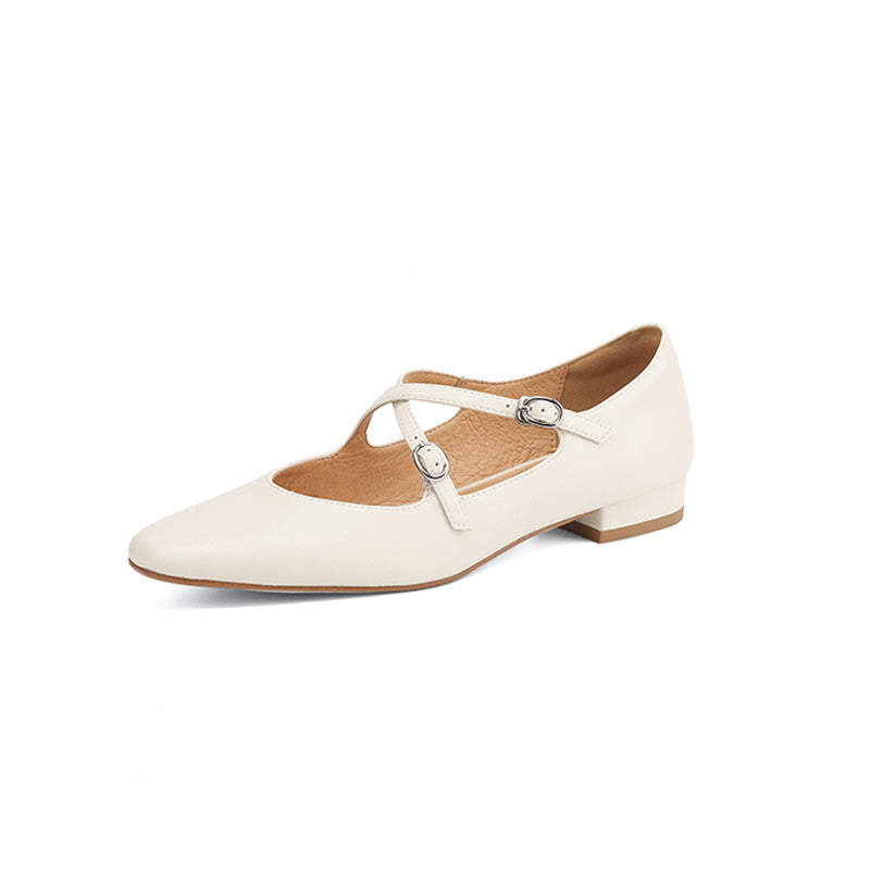 Ballerines Mary Jane en cuir de mouton fait main avec détail de sangle croisée en rouge vin/noir/beige