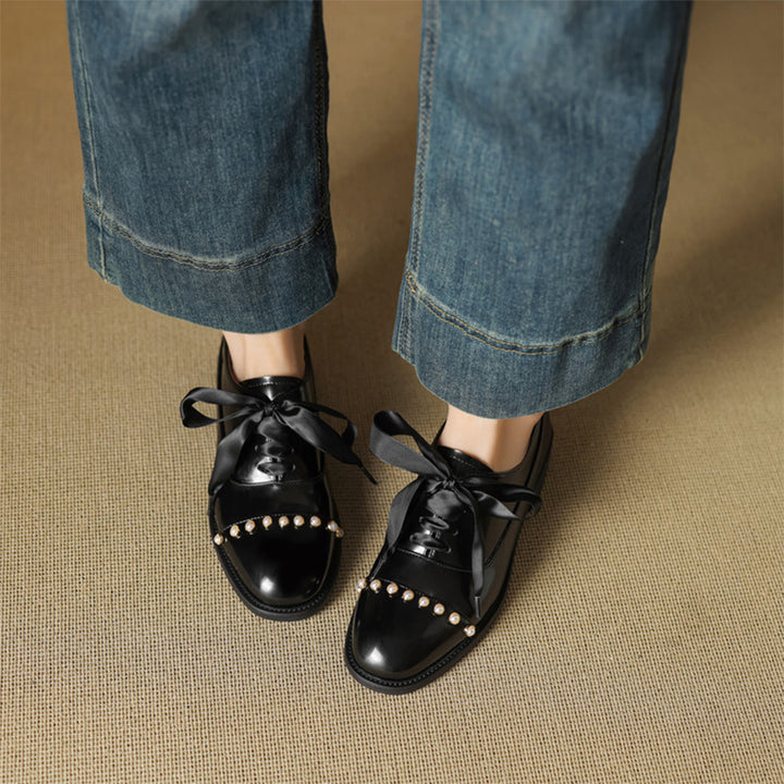 Chaussures Oxford à plateforme bicolores pour femmes en rouge vin/marron blanc
