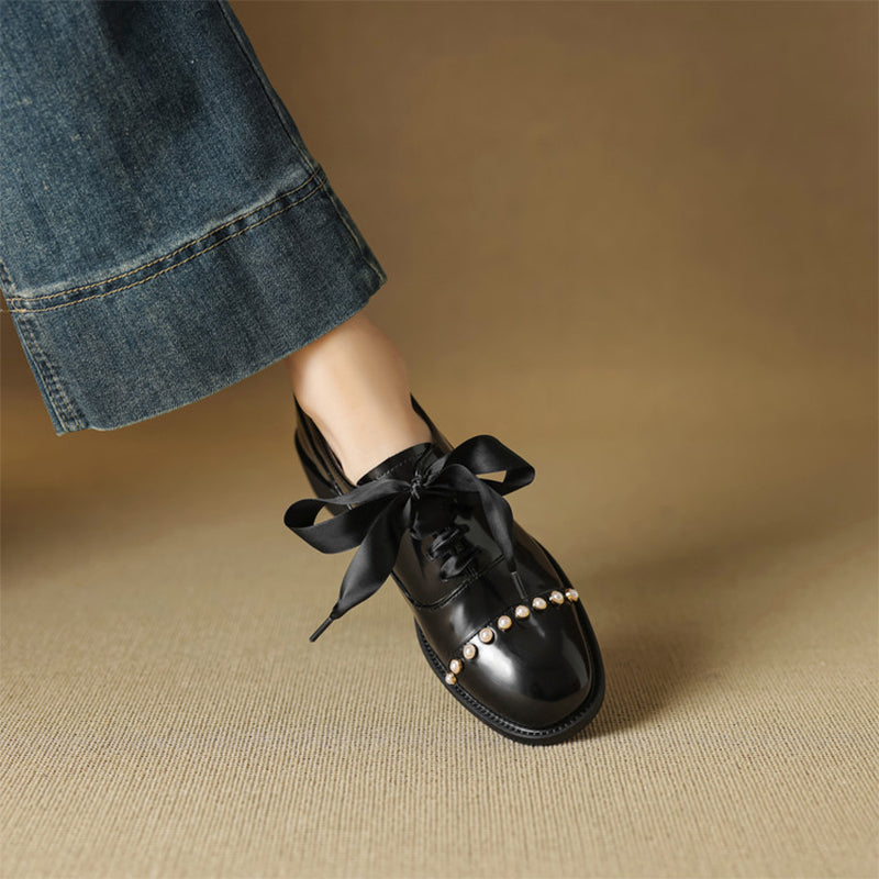 Chaussures Oxford à plateforme bicolores pour femmes en rouge vin/marron blanc