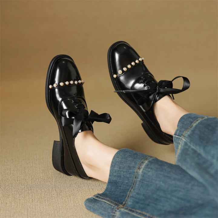 Chaussures Oxford à plateforme bicolores pour femmes en rouge vin/marron blanc