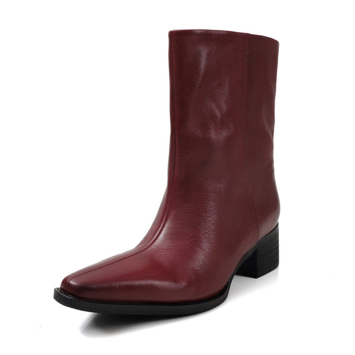 Bottes de cheville à bout pointu en cuir de mouton pour femmes en noir/marron
