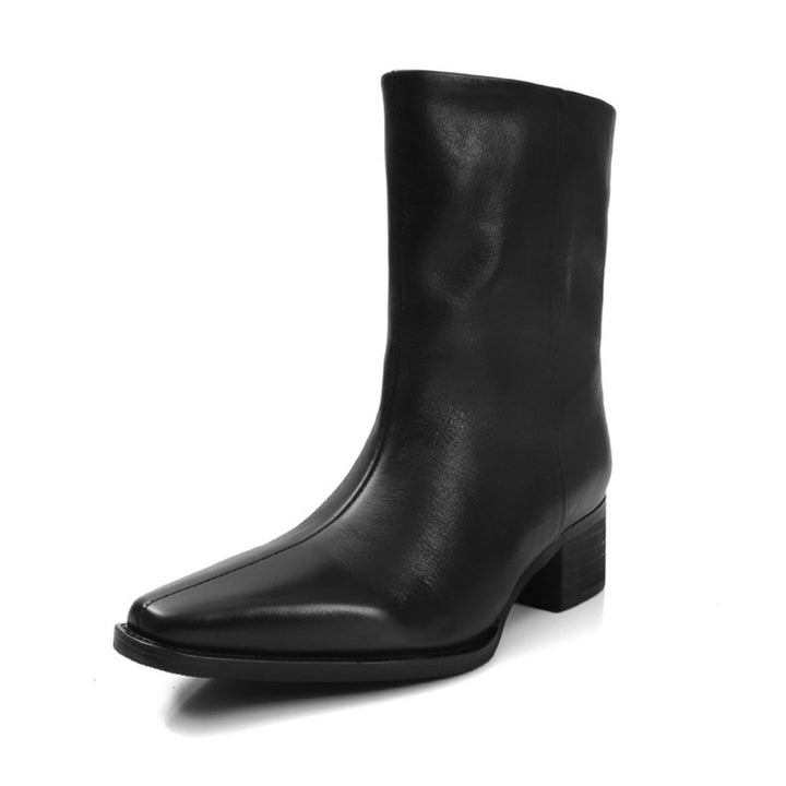 Bottes de cheville à bout pointu en cuir de mouton pour femmes en noir/marron
