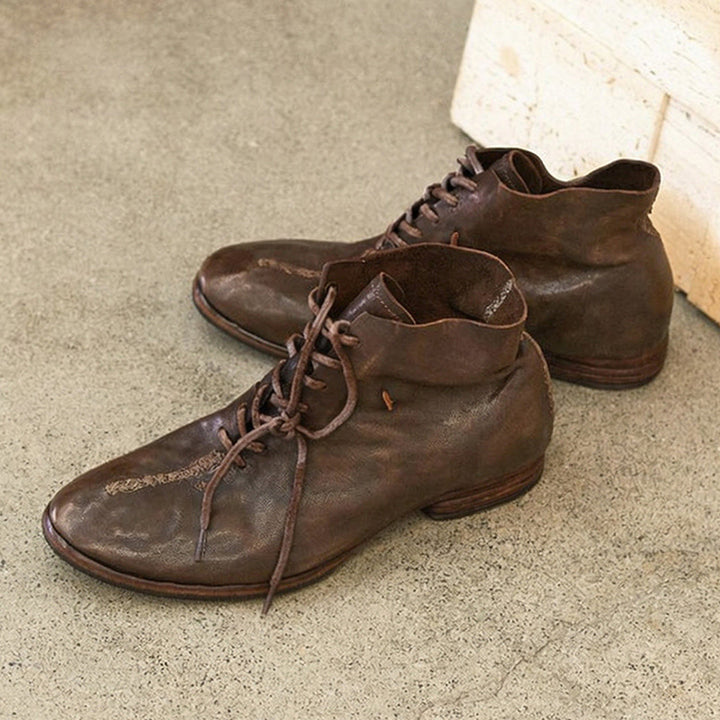 Bottes rétro en cuir de cheval pour femmes, bottes courtes en noir/marron/gris
