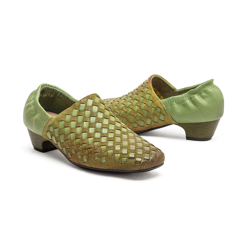 Mocassins Tressés En Cuir De Cheval Fait Main Pour Femmes À Bout Carré Plates En Noir