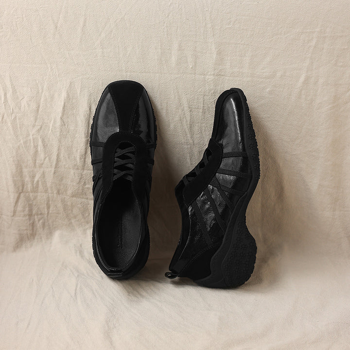 Ballerines Mary Jane Colorblock pour femmes en cuir avec tirant et Velcro en marron/abricot/argent