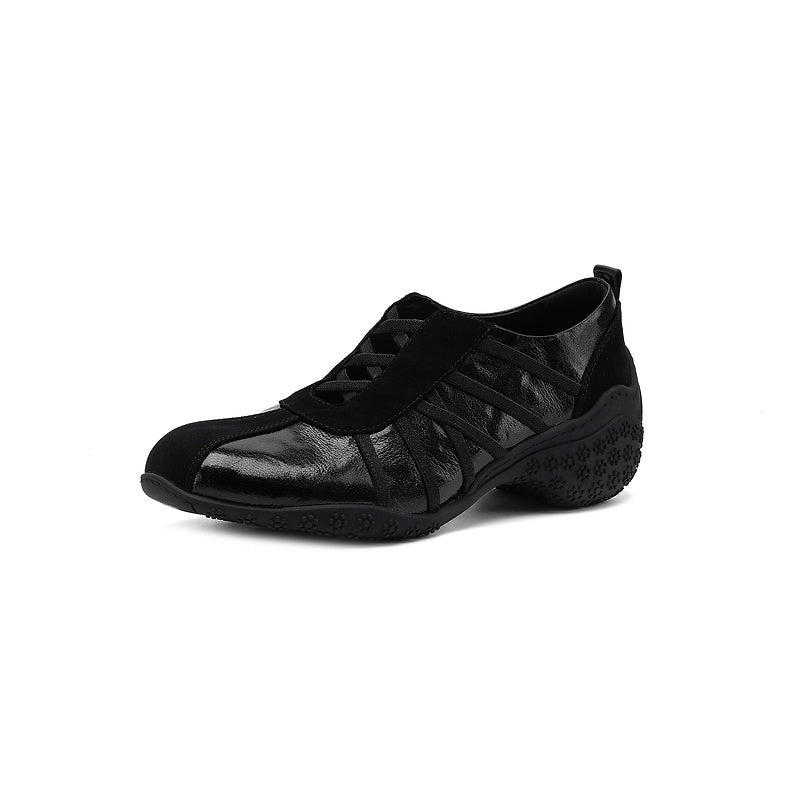 Ballerines Mary Jane Colorblock pour femmes en cuir avec tirant et Velcro en marron/abricot/argent