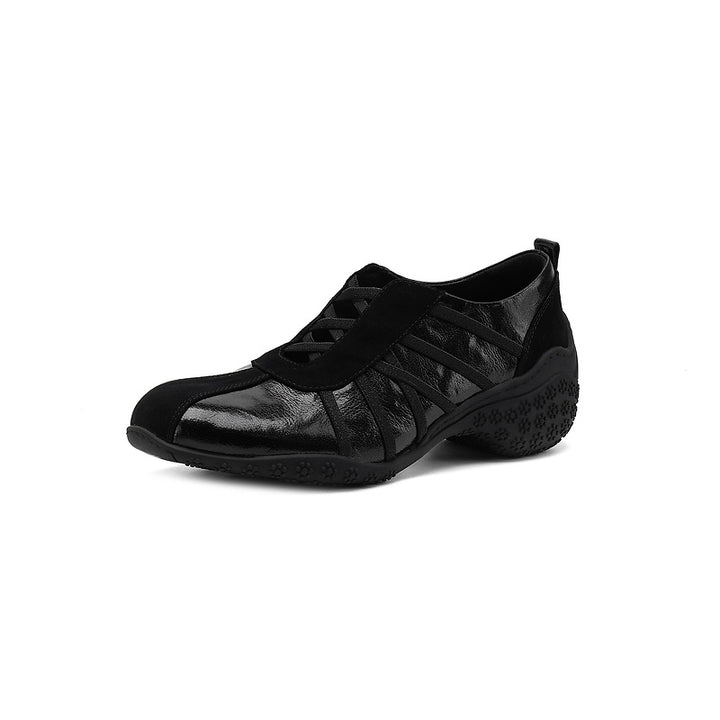 Ballerines Mary Jane Colorblock pour femmes en cuir avec tirant et Velcro en marron/abricot/argent