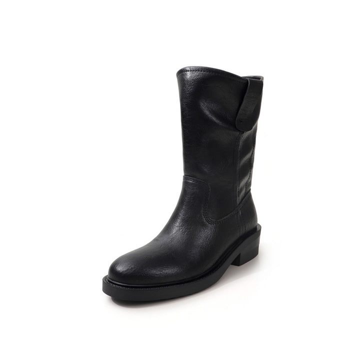 Vintage Ruched Slouch Mid Calf Boots for Women in Black/Light Brown/Dark Brown