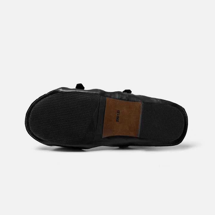 Minimalist Leather Double Buckle Strap Mules Flat Slide Sandals in Black/Beige/Wine Red