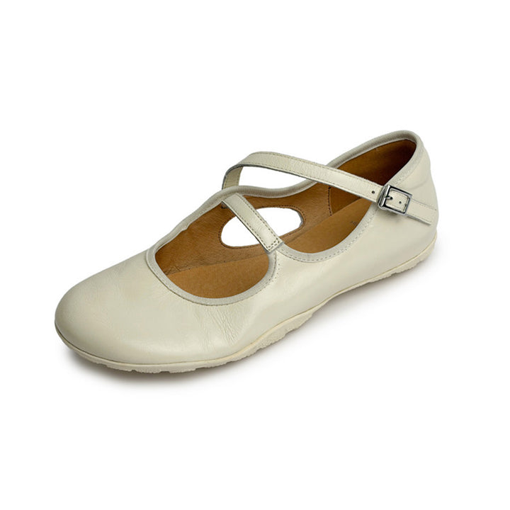 Cut Out Cowhide Crisscross Strap Mary Jane Flats with Hidden Wedge in Yellow/White/Green