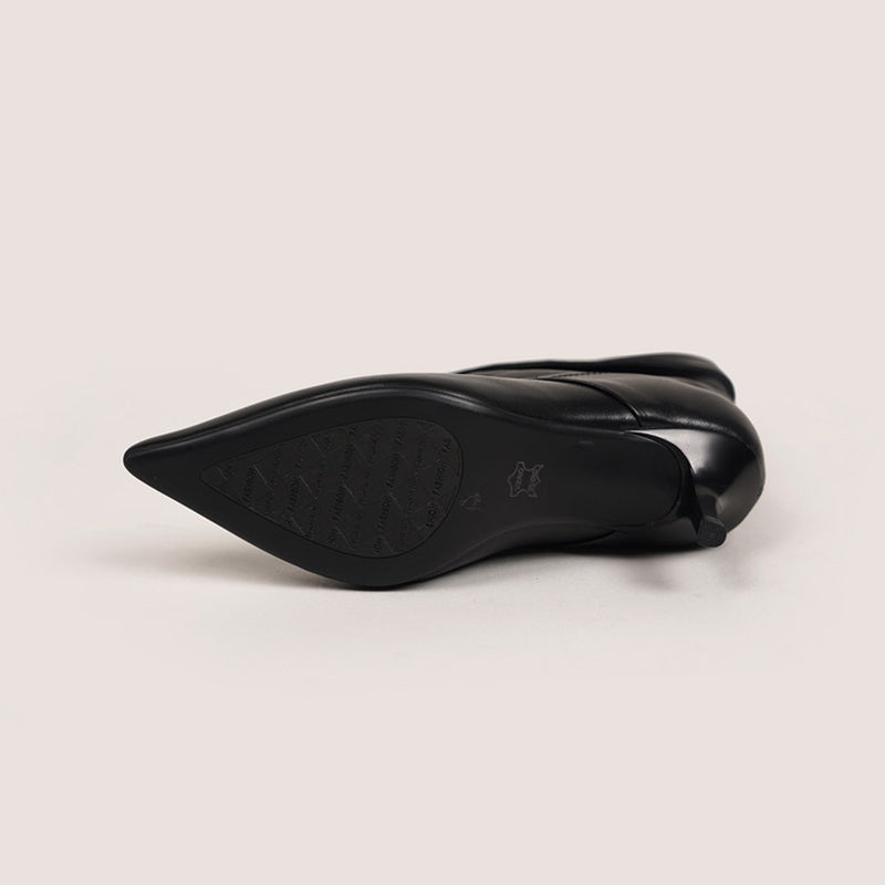 Pointed Toe Fold-Over Cuff Slouch Mid-Calf Boots 60mm Stiletto Heel Leather Boots in Apricot/Black