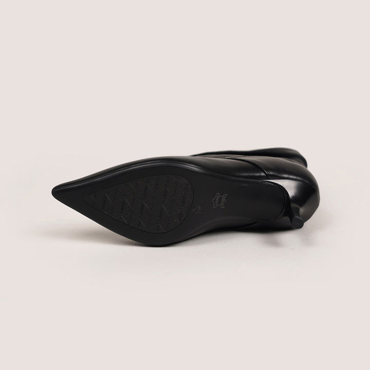 Pointed Toe Fold-Over Cuff Slouch Mid-Calf Boots 60mm Stiletto Heel Leather Boots in Apricot/Black