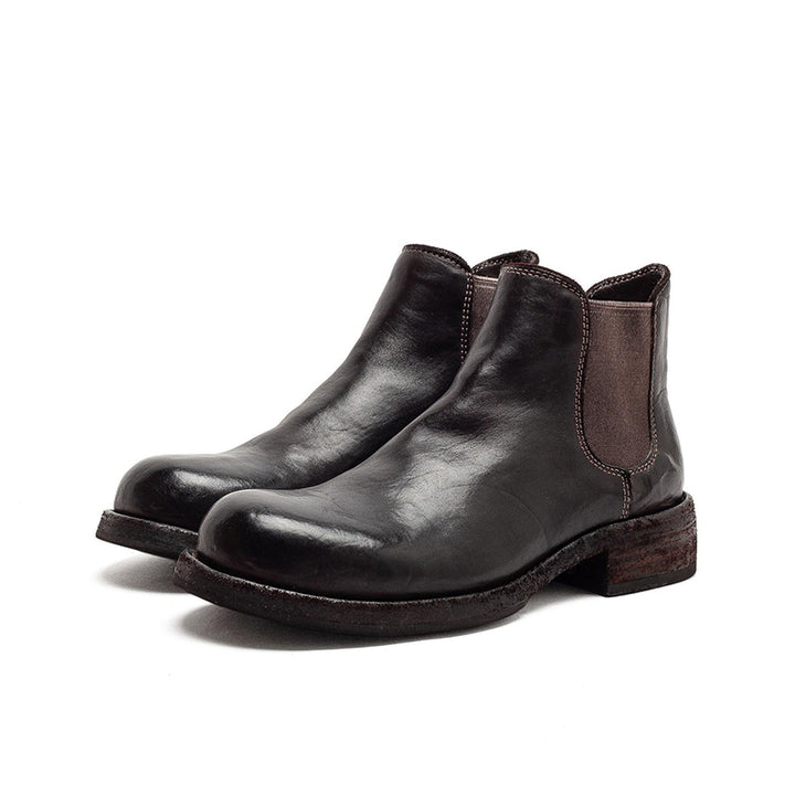 Classic Handmade Horse Leather Chelsea Ankle Boots Goodyear Welted Leather Short Boots in 4 Colors