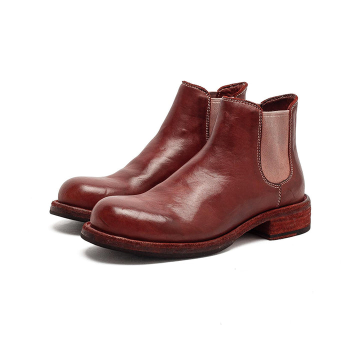 Classic Handmade Horse Leather Chelsea Ankle Boots Goodyear Welted Leather Short Boots in 4 Colors