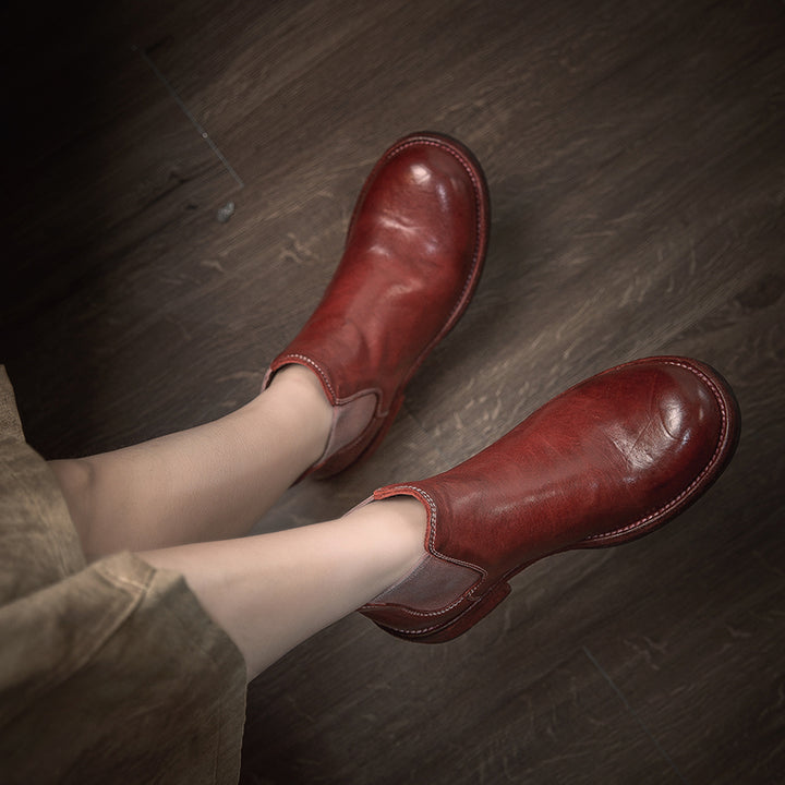 Classic Handmade Horse Leather Chelsea Ankle Boots Goodyear Welted Leather Short Boots in 4 Colors