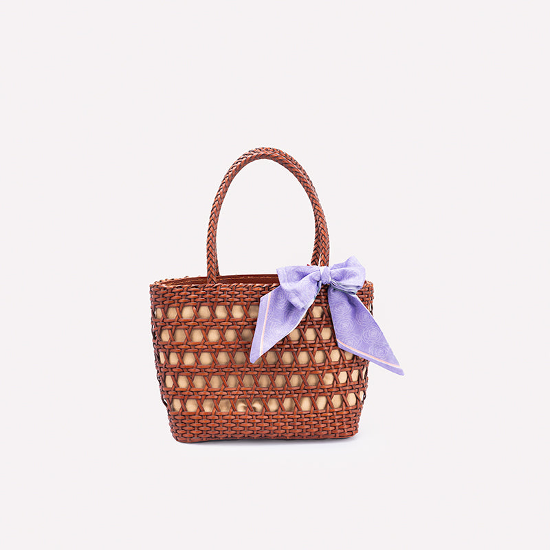 Sac Panier en Cuir de Vache Tissé Fait Main, Sac Classique à Main en Brun