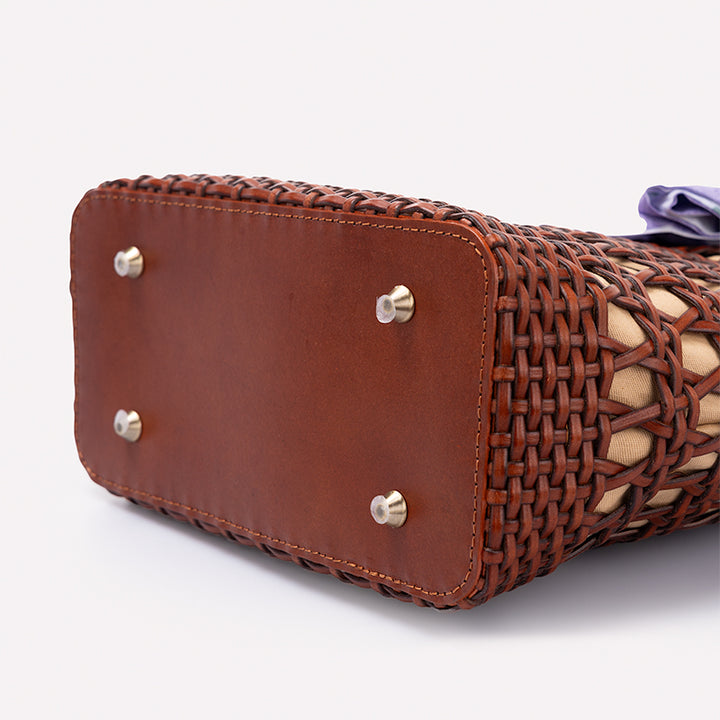 Sac Panier en Cuir de Vache Tissé Fait Main, Sac Classique à Main en Brun