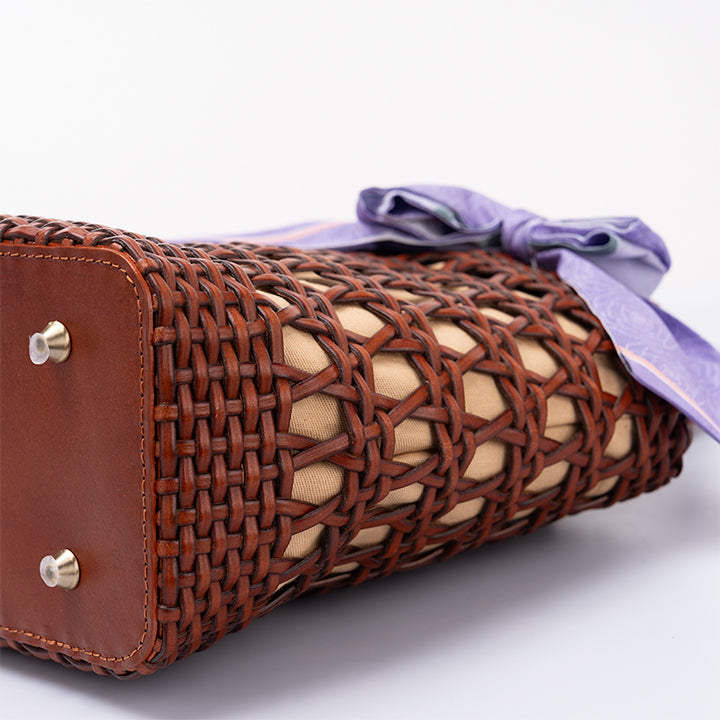 Sac Panier en Cuir de Vache Tissé Fait Main, Sac Classique à Main en Brun