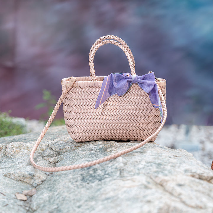 Sac Panier en Cuir de Vache Tissé Fait Main, Grande Capacité, Sac Classique à Main et Bandoulière en 5 Couleurs