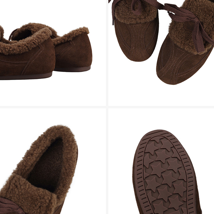 Ballerines en cuir suédé shaggy décontractées pour l&