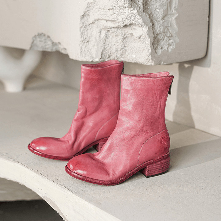Horse Leather Chelsea Boots Leather Sole Short Boots For Women Horse Leather Chelsea Boots Leather Sole Short Boots For Women
