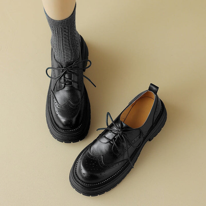 45mm Platform Leather Brogue Oxfords Chunky Wingtip Lace Up Shoes