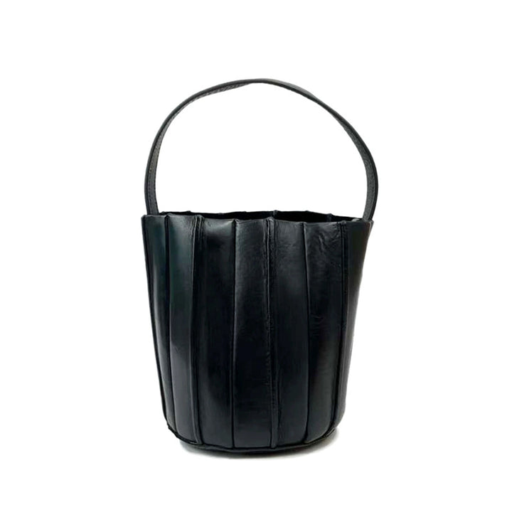 Sac seau à Panneaux Verticaux en Cuir Végétal Tanné, Sac à Bandoulière et à Main en 7 Couleurs