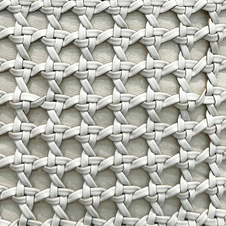 Sac à Épaule en Cuir de Vache Tissé Fait Main en Brun/Blanc