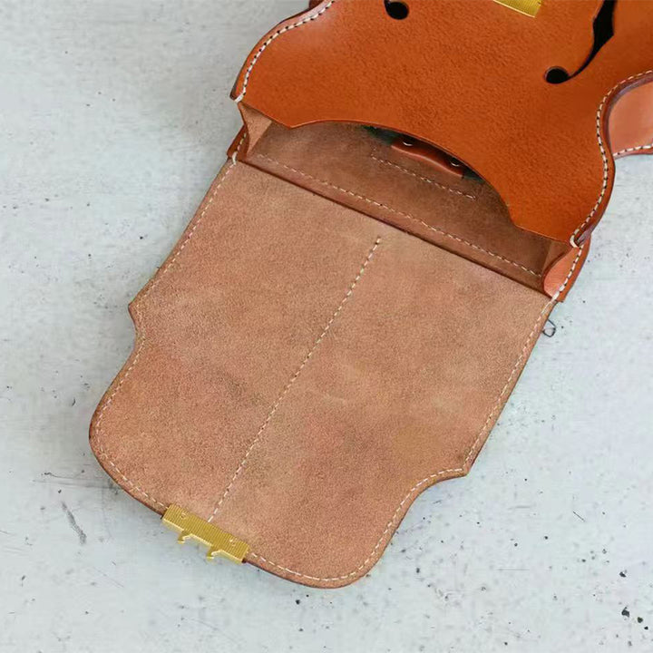 Sac à Dos en Cuir Végétal Tanné en Forme de Violon Fait Main en Brun