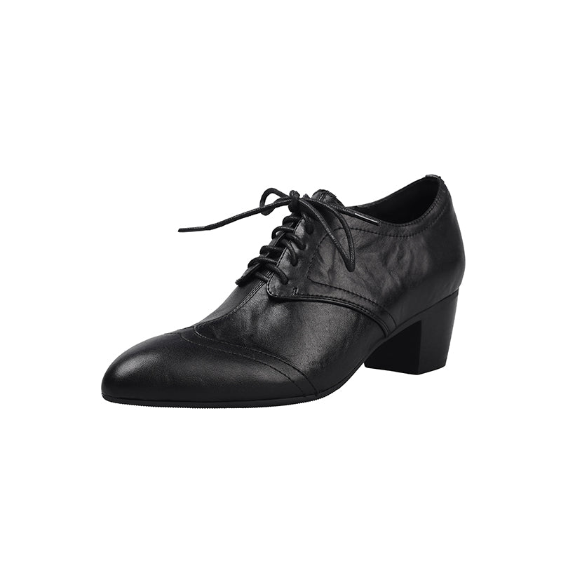 Chaussures Oxford en Cuir Fait Main, Vintage, Classiques à Bout Pointu en Noir/Marron