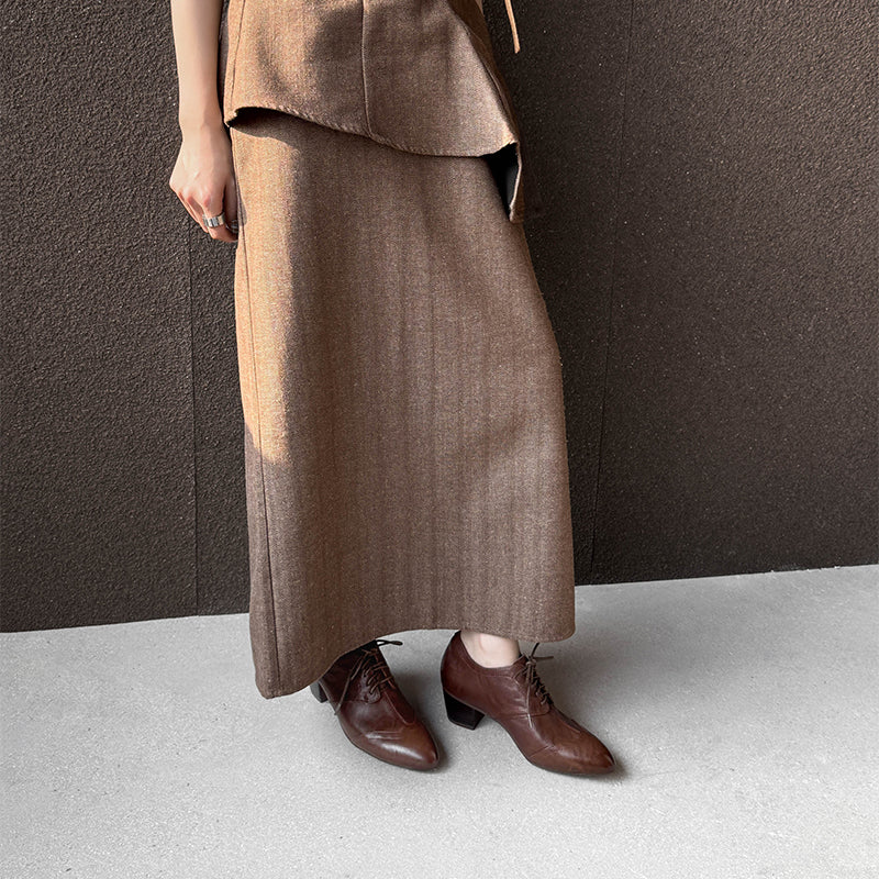 Chaussures Oxford en Cuir Fait Main, Vintage, Classiques à Bout Pointu en Noir/Marron