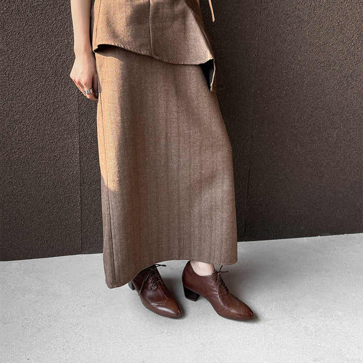Chaussures Oxford en Cuir Fait Main, Vintage, Classiques à Bout Pointu en Noir/Marron