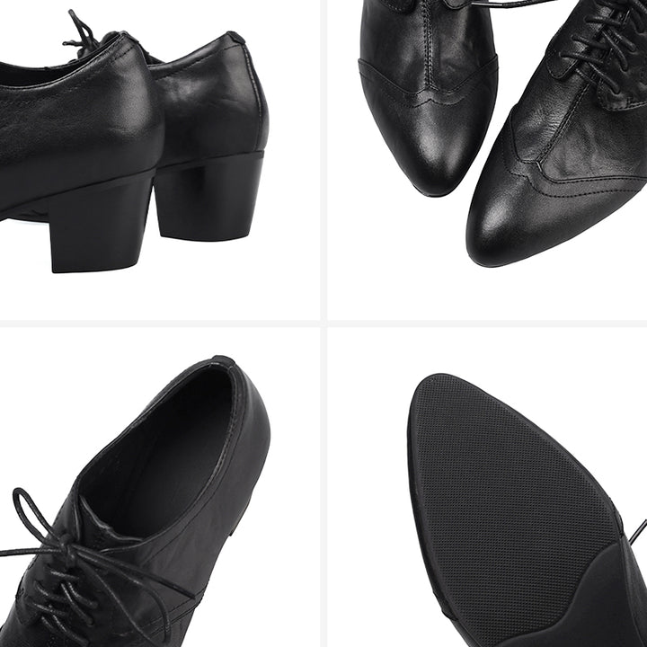 Chaussures Oxford en Cuir Fait Main, Vintage, Classiques à Bout Pointu en Noir/Marron