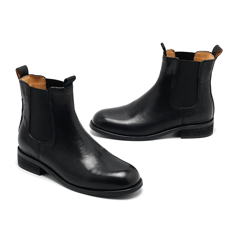 Bottines Chelsea en cuir vintage faites à la main pour femmes, bottes classiques en cuir de vachette en noir/marron