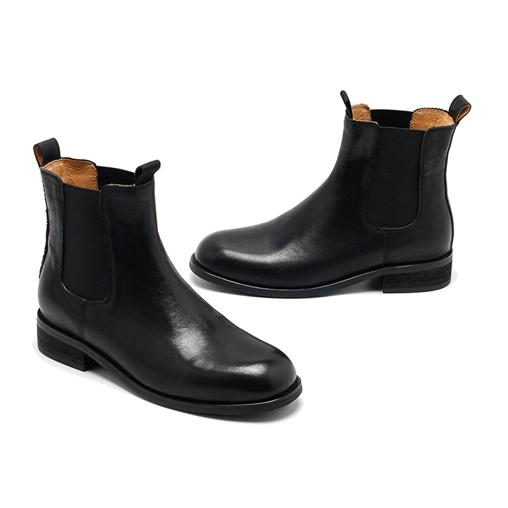 Bottines Chelsea en cuir vintage faites à la main pour femmes, bottes classiques en cuir de vachette en noir/marron
