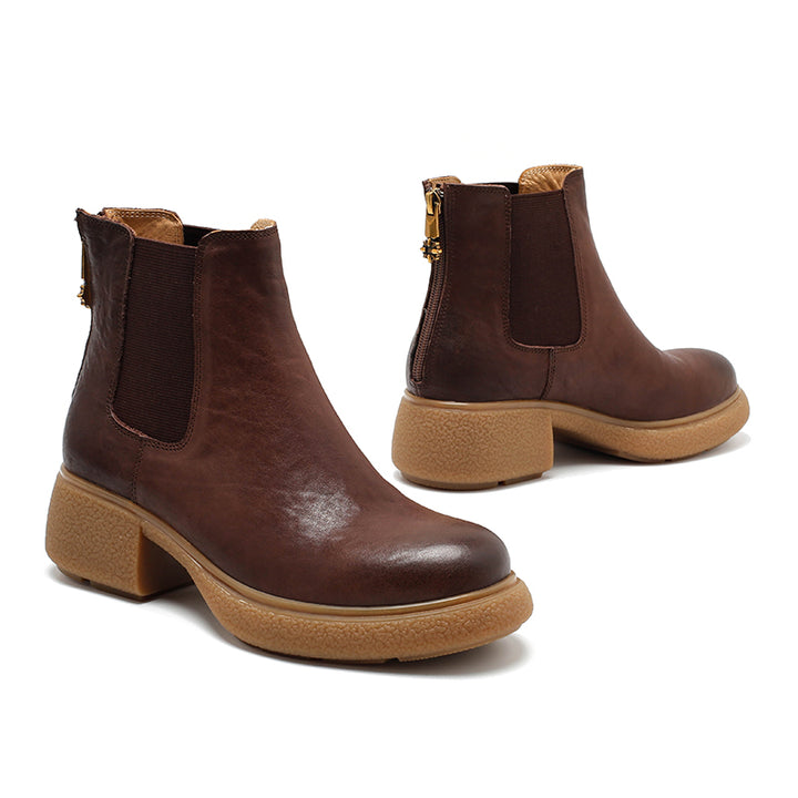 Bottes Chelsea vintage en cuir faites à la main pour nains, bottes courtes avec fermeture éclair à l&